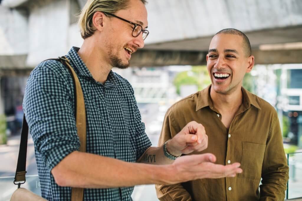 Two mean networking in their coworking space