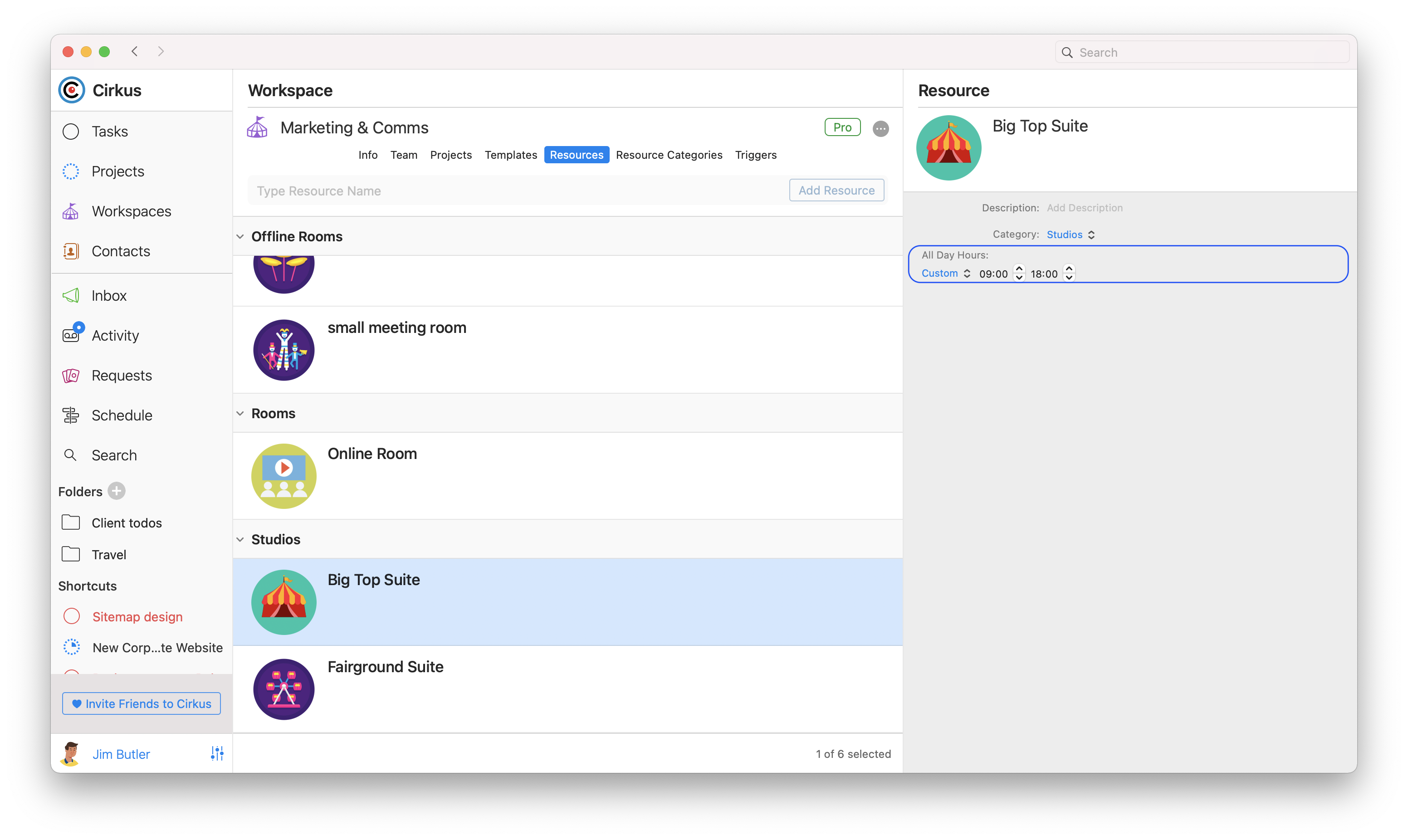 Workspace Resources All Day Setting